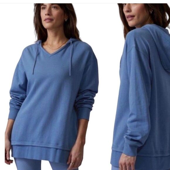 Athleta Sundown Alliance Hoodie Sweatshirt Cottage Blue Oversized Size L - Picture 1 of 6
